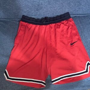 Nike Men's Athletic dri fit Shorts in Red with Black and white Trim